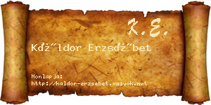 Káldor Erzsébet névjegykártya